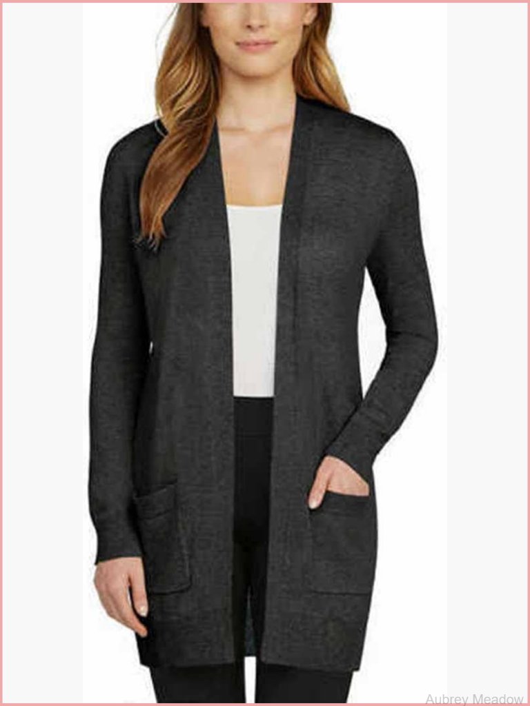 Long Sleeve Open Neck Cardigan Women's Medium Weight Pull On